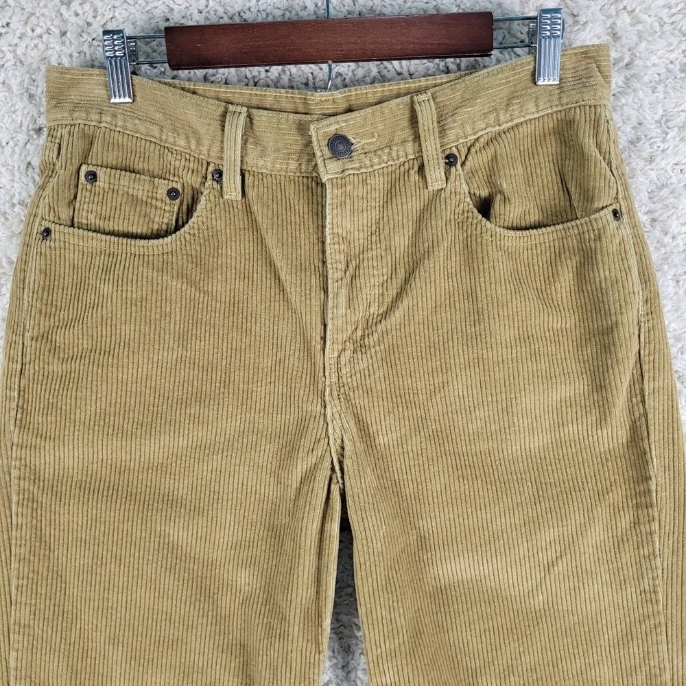 Levi's Corduroy Pants Mens‎ 31x27 Tan Excellent Cutoff Raw Hem Casual 5-Pocket